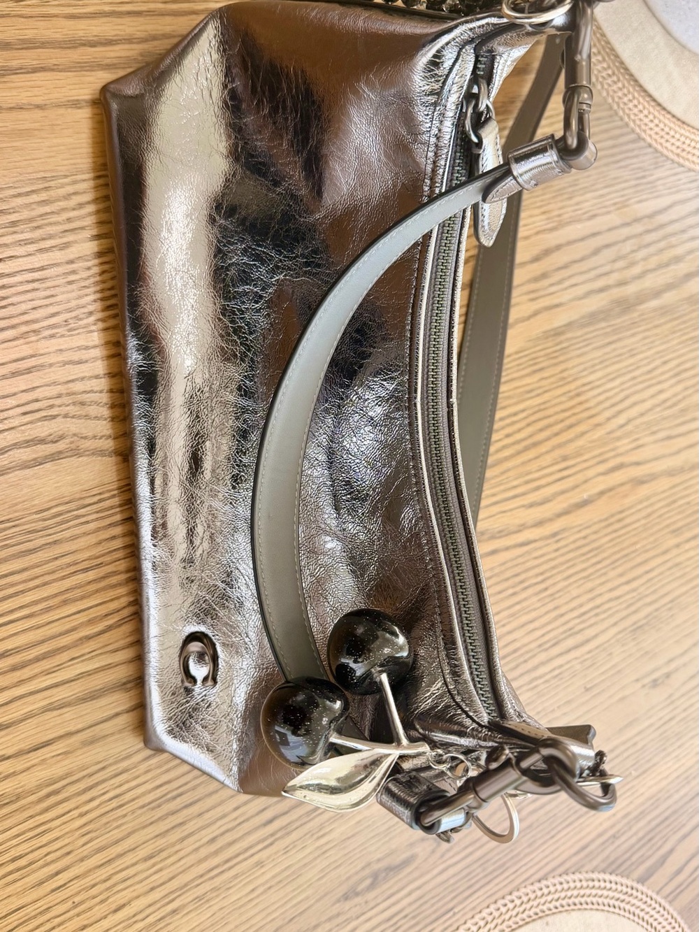 Coach Metallic Gray Patent Mini Shoulder/Crossbody Bag - Picture 4 of 5
